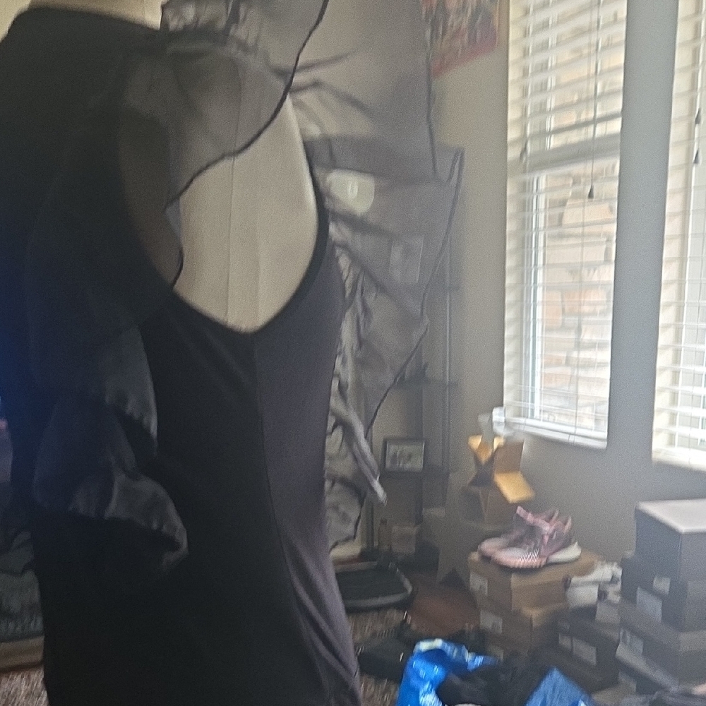 New York & Company Black Sheer Ruffle Sleeve Bodysuit - Picture 4 of 4